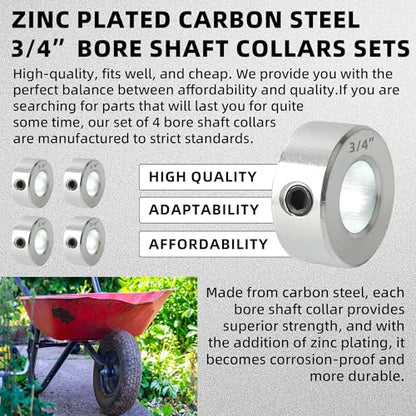TonGass Screw Style Zinc Plated Carbon Steel 3/4" Bore Shaft Collar Set - size: 3/4"