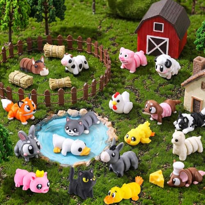 JOICEE 22Pcs Mini 3D Printed Farm Animals Articulated Flexible Fidget Toys - color: Gray