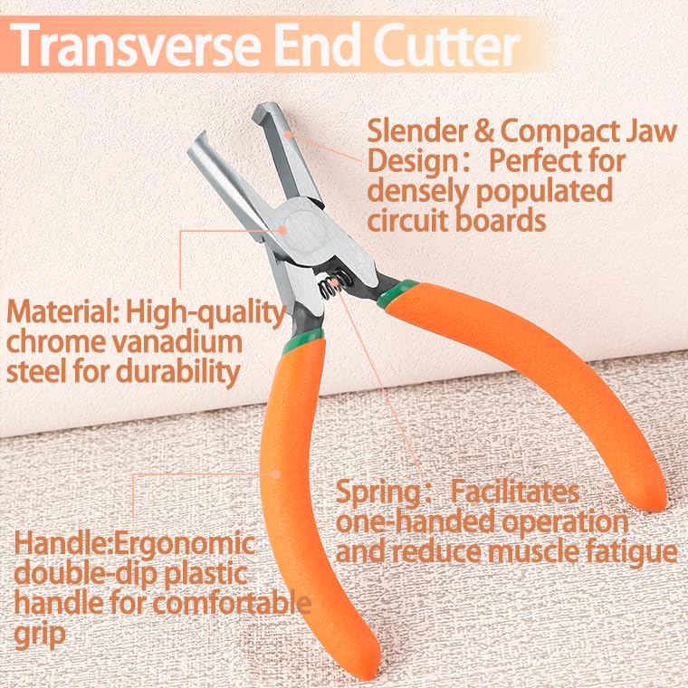 5-Inch Transverse End Cutter SMT/SMD Chip Side Cutting Pliers Front Angle Nipper With Extra Long Flat Nose Tip 90 Degree Blade Precision Plastic Model - style: 5"