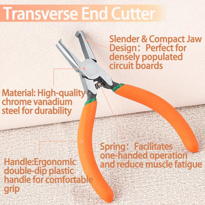 5-Inch Transverse End Cutter SMT/SMD Chip Side Cutting Pliers Front Angle Nipper With Extra Long Flat Nose Tip 90 Degree Blade Precision Plastic Model - style: 5"
