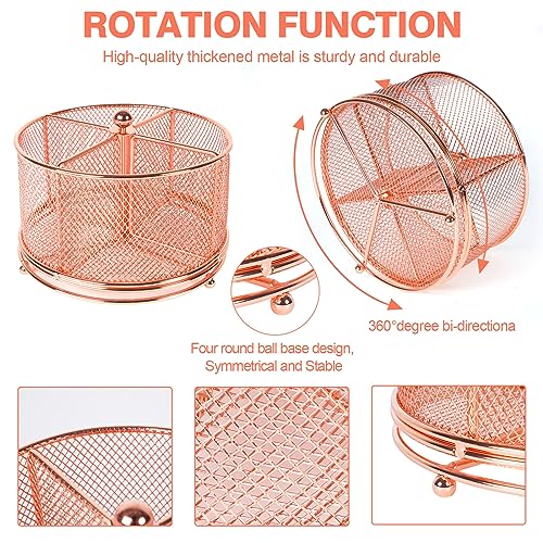 360° Rotating Multifunctional Pen Holder, Cosmetic Organizer - color: Rose Gold