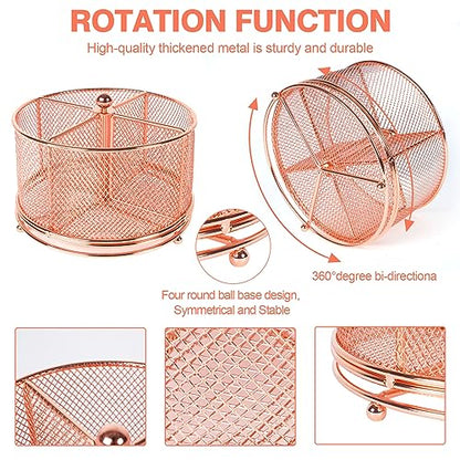 360° Rotating Multifunctional Pen Holder, Cosmetic Organizer - color: Rose Gold