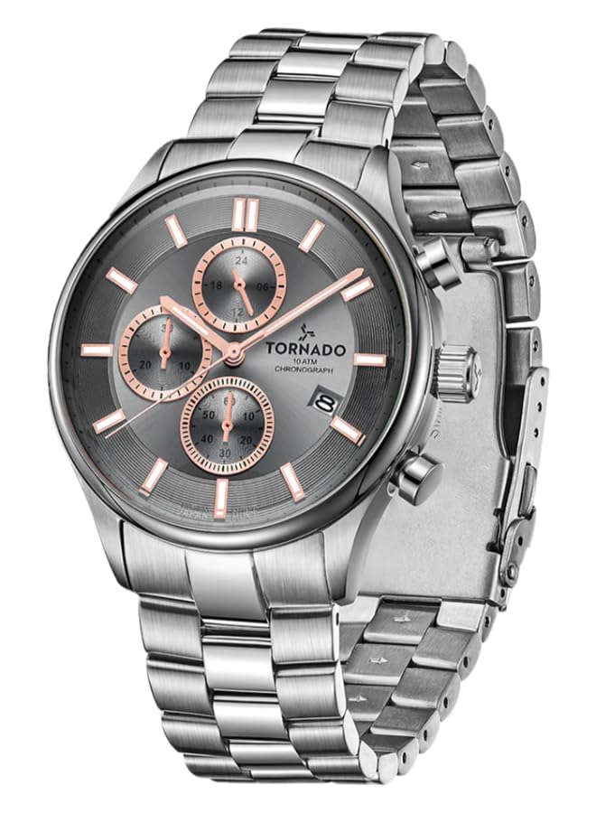 Tornado Celestia Elite Men’s Chronograph Watch | Green Dial, Gold Case & Strap, 42x48mm, 10ATM - T6106B-GBGH - color: Grey