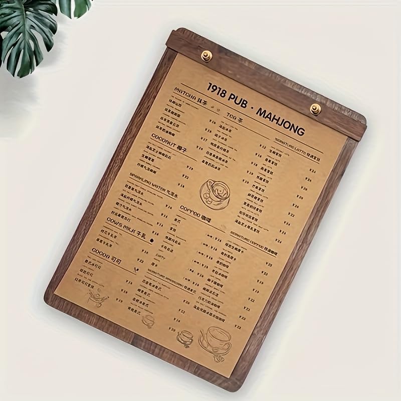 13.39×9.45 Inch Solid Walnut 2‑in‑1 Menu Clipboard, Vertical Display Sign - size: A4 Vertical Version