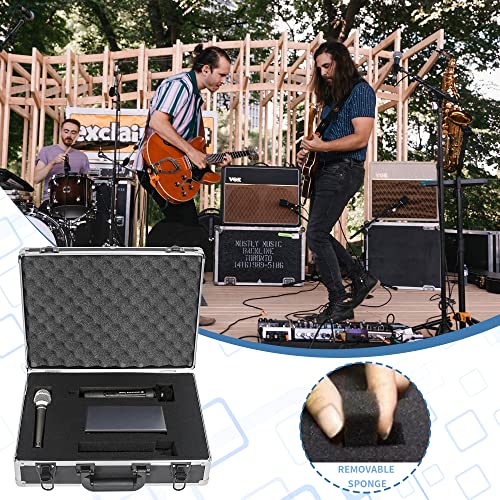 16 Inch Hard Shell Carrying Case Ideal for Wireless Mic System Storage & Camera Gear Transportation, Aluminum Alloy Sturdy Build, Customizable Pre-Diced Foam, Black - size: Inner：16.6''X 12.2''X 4.6''