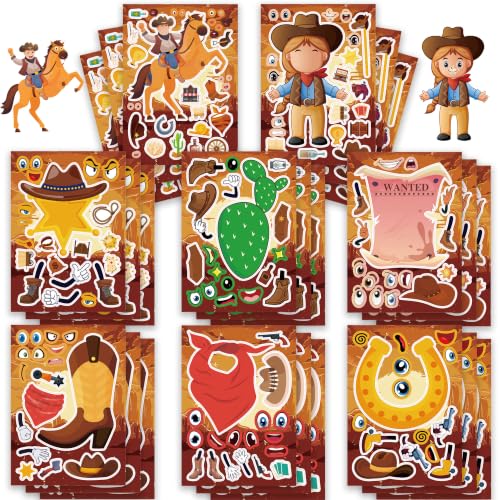 Cowboy Make a Face Stickers, Western Party Crafts for Boys & Girls - color: Cowboy