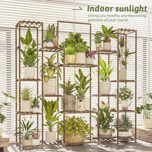 Bamworld Plant Stand with Grow Lights Large Plant Shelf Indoor Hanging Plants