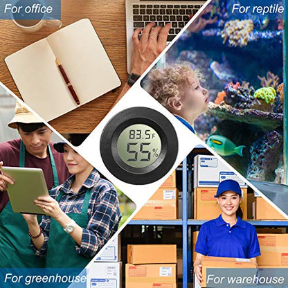 Weewooday 8 Pcs Mini Hygrometer Thermometer Digital LCD, Black - size: Black