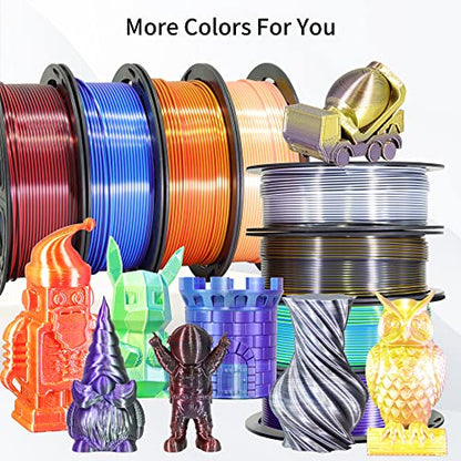BBLIFE Dual Color Silk PLA Filament, 1.75mm Bicolor PLA 3D Printer Filament - color: Purple/Gold, White/Red/Black, Purple/Blue, Red/Gold, Green/Blue, Yellow/Pink