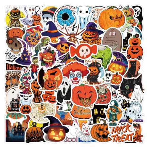 110 PCS Halloween Stickers, Vinyl Waterproof Cute Cartoon Halloween Stickers, Halloween Crafts Games Gifts Treats Party Supplies Goodie Bags Stickers for Teens Students Adults - color: Halloween