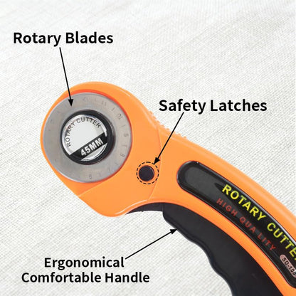 Rotary Cutter for Fabric, 45mm and 28mm Rotary Cutters Kit with 10 Blades - color: Orange