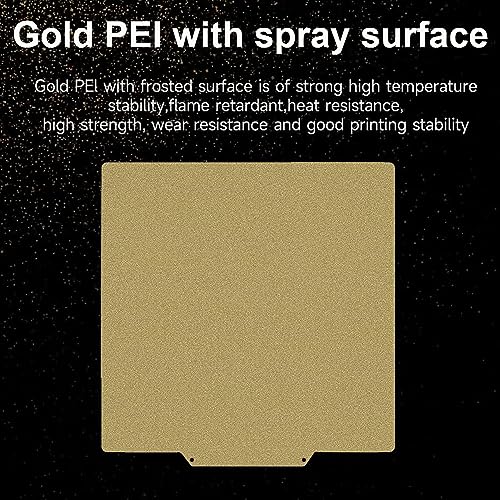 HzdaDeve PEI Sheet 230X230mm Flexible Spring Steel Build Plate Double Sided Textured Bed for Anycubic Kobra 2/Kobra 2 Neo/Kobra 2 Pro/Kobra Neo/Kobra/Kobra/Artillery Genius 3D Printer (Gold) - color: Gold, size: Kobra 2