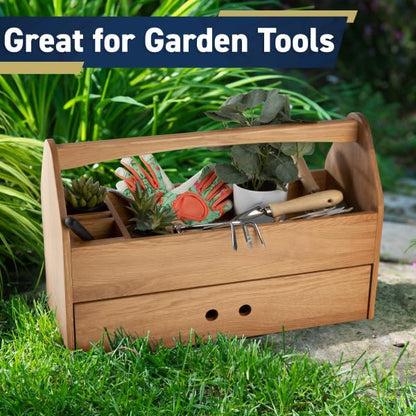 Kings County Tools Wood Tool Box with Handle and Drawer, 22”
