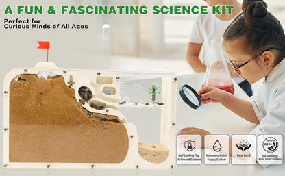 Ant Farm Castle - Ant Farms for Kids with Yellow Sand Complete Tool Kit, Live Ants Habitat Science Kit - Great Gift for Boys, Girls and Student