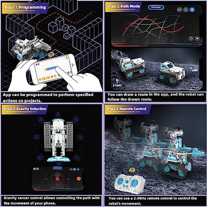 STEM Robot for Kids Ages 8-12, 5-in-1 Remote Control and APP Programmable Robot Toys DIY Building Science Educational Kit, Building Block Birthday Gift for Teen Boys Girls