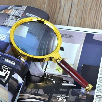 20X HD Magnifying Glass (Full Size-90mm) for Desktop, Collectors, Youth and The Elderly. Free Bonus, (3) Credit Card Sized Magnifiers for Shopping or dosing Medicine ($3.96 Value).