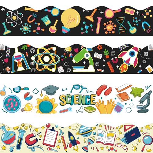 VABAMNA 120Ft Bulletin Board Decorations Science Bulletin Board Borders, Back to School Science Lab Border Trim for First Day of School Classroom Home Office Science Themed Party Door Wall Decor - color: Black