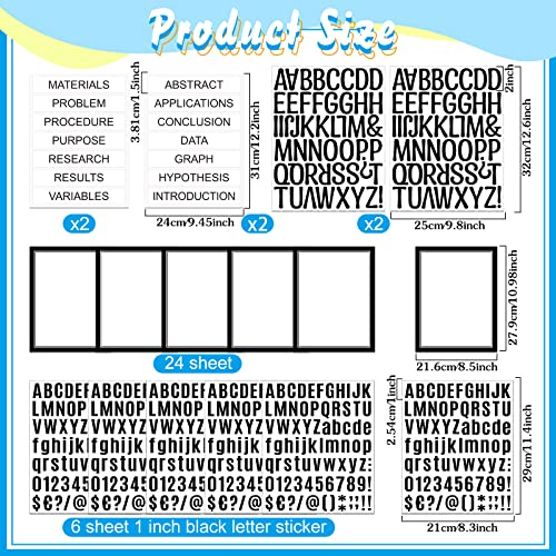 PerKoop 36 Sheets Science Fair Board Poster Boards Supplies 24 Self Adhesive Presentation Subtitles 4 Science Fair Project Titles 8 Personalized Letter Sticker for Classroom(Black) - color: Black