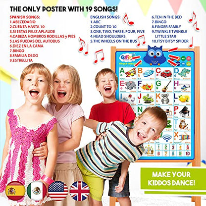 English & Spanish Alphabet Poster - Interactive Bilingual Toys for Kids - color: Alphabet Blue