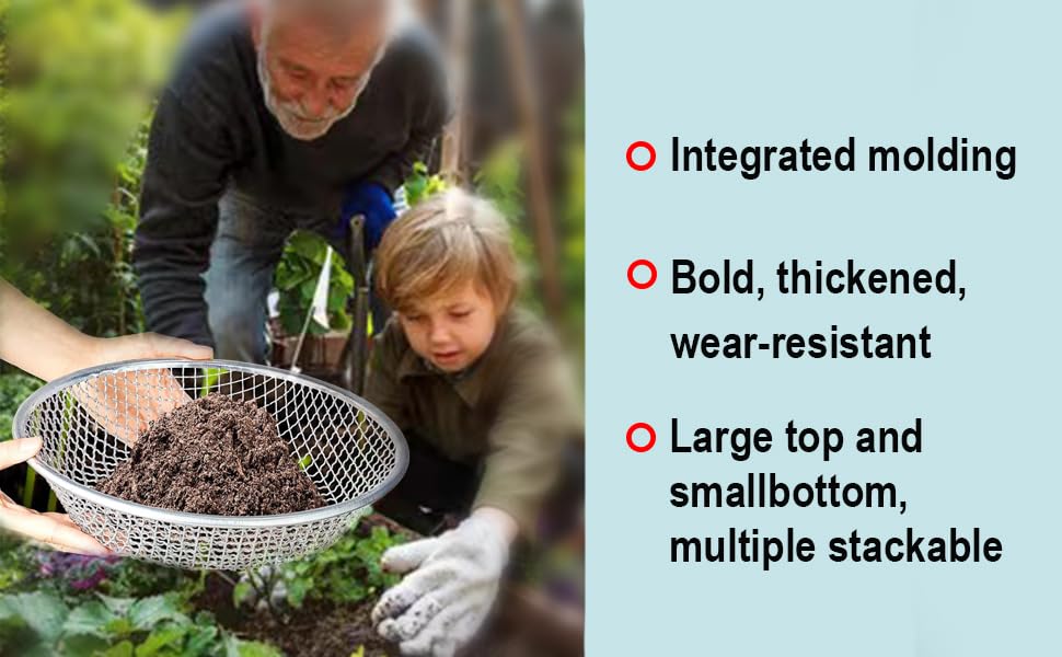 17''Soil Sifter for Gardening, Heavy Duty Rock Sifter,Fits Wheelbarrow Compost Sifter Dirt Sifter,Captures Dirt Rocks Sawdust - color: 2PCS Large 17''