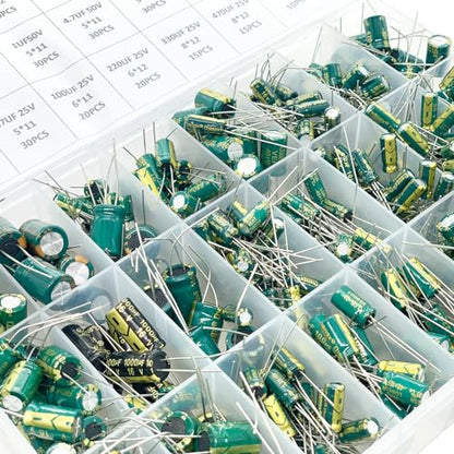 460pcs Electrolytic Capacitor Kit, 24 Values 6.3V-50V 1uF-1500uF