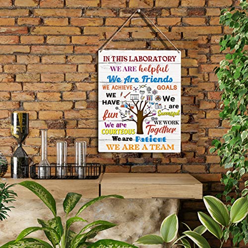Wooden Scientists Hanging Sign - Science Classroom Art - Library Decor - 10x8 Inch - color: multi11