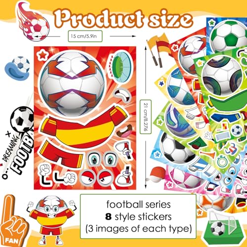 Make Your Own Soccer Stickers for Kids, Make a Face Stickers, Sports Crafts - style: 24 Sheet Soccer Stickers