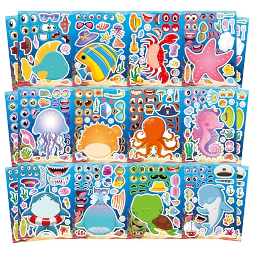 Ocean Stickers, Make Your Own Ocean Animals Stickers, Summer Stickers - style: 24 Sheets Ocean Stickers