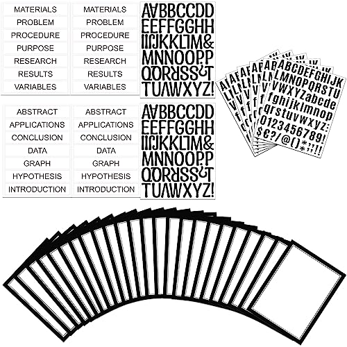 PerKoop 36 Sheets Science Fair Board Poster Boards Supplies 24 Self Adhesive Presentation Subtitles 4 Science Fair Project Titles 8 Personalized Letter Sticker for Classroom(Black) - color: Black