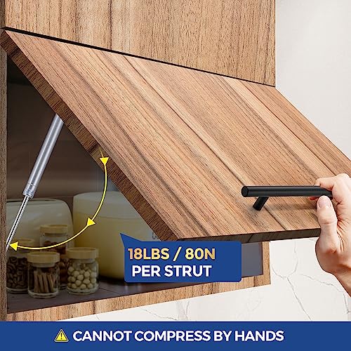 Silver Cabinet Gas Struts Lid Support, 10 Inch, 2 PCS, 80N/18 LB - size: 80N/18 LB