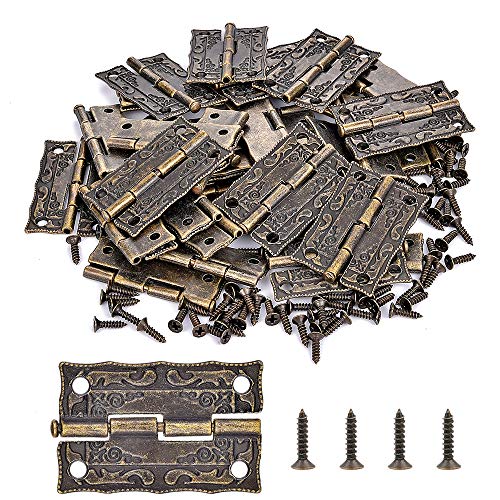 40Pcs Antique Bronze Engraved Hinges Repair Hardware for Wooden Jewelry Boxes