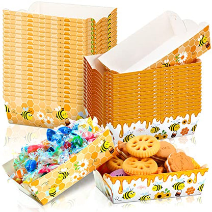 Cunhill 60 Pack Paper Food Trays 1 Lb Disposable Carnival Bee - size: 1 lb, style: Bee