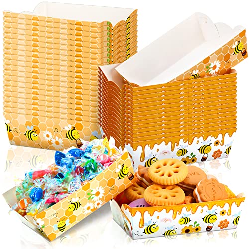 Cunhill 60 Pack Paper Food Trays 1 Lb Disposable Carnival Bee - size: 1 lb, style: Bee