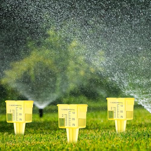 20pack Yellow Transparent Rain Gauge, Sprinkler Gauge Compact Portable 1.5" Wide Mouth Outdoor Rain Gauges For Yard Lawn Garden With Inch And Centimeter Scales Accurate Rainfall Measurement