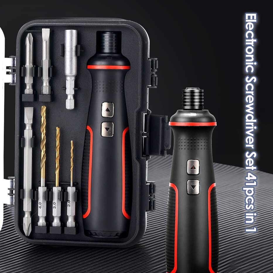 Electronic Precision Screwdriver Set LED Lights 41pcs in 1 Case S2 Alloy Steel HRC 56 Hardness Bits Space-saving Built-in 2000mAh Li-on Battery Easy Install or Remove (9907) - size: 9907