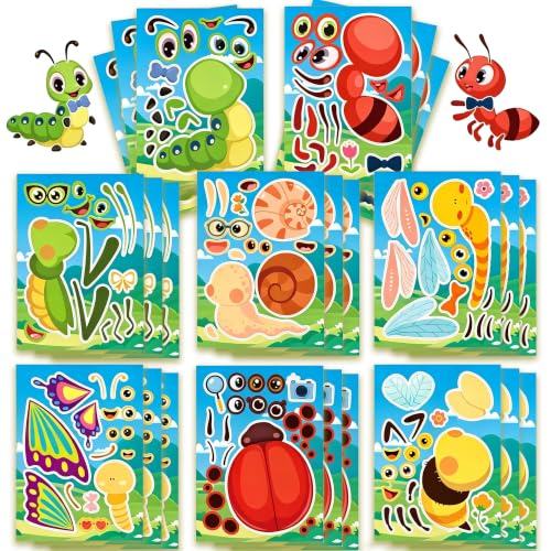 Insect & Spring Stickers 24 Sheets, Kids Crafts & Party Favors - color: Insects