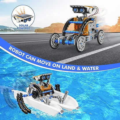 STEM 13-in-1 Education Solar Power Robots Toys for Boys Age 8-12 - color: Blue Gray