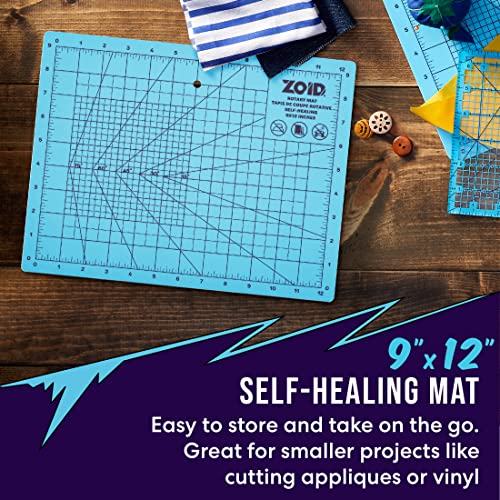 Zoid 9" x 12" Self-Healing Cutting Mat, PVC Grid Mat, Crafting and Sewing Mat for Multiple Projects, Arts and Crafts, Silhouette Cutting, Cyan/Purple BP - style: 9" X 12"
