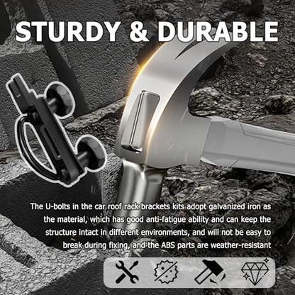 4PCS Car U-Bolt Roof Rack Mounting Brackets Kit,Sturdy Car Roof Rack Clamps Set for Securely Fastening Roofs Boxes Include Nuts/Straps/Gaskets,Practical Cars Roofs Racks Brackets Kit