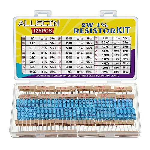 25 Values 2W Metal Film Resistor Kit from 1 Ohm to 1M Ohm 2 Watt 1% Resistors Assortment - style: 2W
