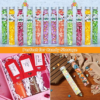 50 Pack 65ML Plastic Test Tubes with Screw Caps Plastic Candy Tubes Clear Bath Salt Tubes Gumball Tubes Container Vials for Candy Bath Salts Spices Party Favors - color: clear