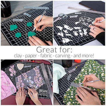 WA Portman Fabric Cutting Mat with Craft Knife & Straight Edge Craft Ruler - size: 12x18