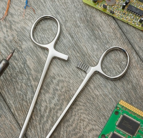 SE 10-Inch Stainless Steel Straight Forceps - Self-Locking, Serrated Tip for Precision Grip and Clamping - Perfect for Crafting, Fishing Tasks, Jewelry Making, and More! -610FS - size: 10", style: Straight