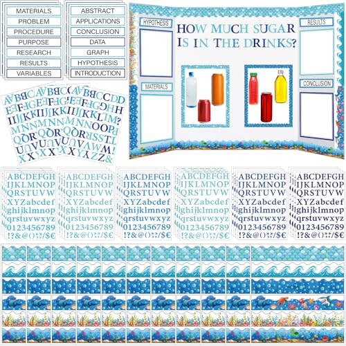 Dispowreath 93 Pcs Science Fair Board Decor Trim Letters,Ocean Style - style: Ocean Style