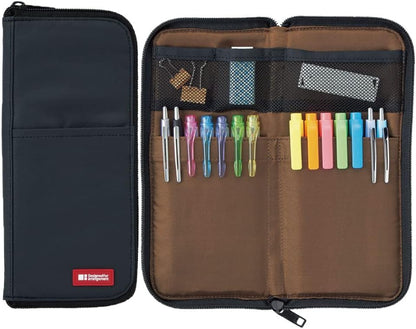 LIHIT LAB Slim Pen/Pencil Pouch, 0.7 × 3.9 × 8.5 Inches, Black (A7652-24) - color: Black, size: 0.7 × 3.9 × 8.5 Inches