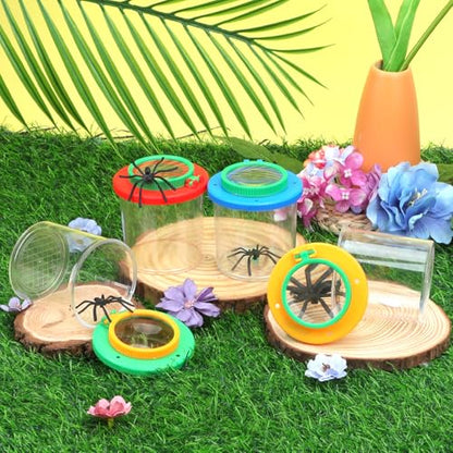 Coopay 16 Pieces Magnifying Insect Box - Bug Viewer, Critter Insect Cage, Container, Bug Catcher Cage, Jar Collecting Kit for Children, Kids Science Nature Exploration Tools - style: 16 Pack Set