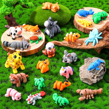 JOICEE 36Pcs Mini 3D Printed Animals Articulated Flexible Fidget Toys - color: Yellow