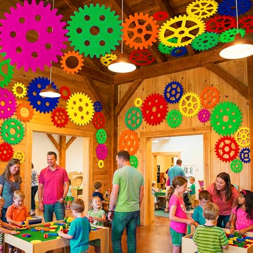 Dunzy 48 Pcs Gear Shaped Felt Cutouts Classroom Wall Decal Colorful - style: Gear
