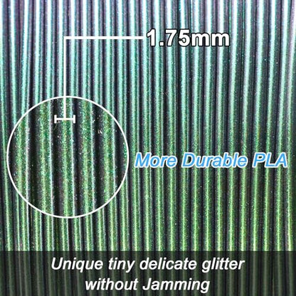 LOVOON 3D Printing PLA Filament 1.75mm Sparkle Glitter, Burnt Titanium 3D Printer Filament, Sparkle in Sunlight Filament, Subtle Glitter Under the Light, Galaxy Green, 1KG(2.2lbs)/Spool - color: Glitter Green, size: 1 kg