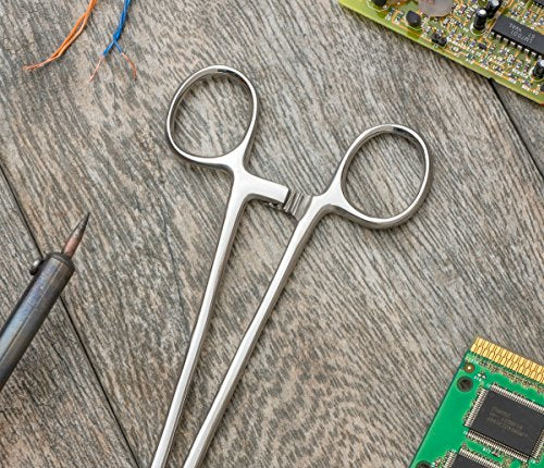 SE 12-Inch Stainless Steel Straight Forceps - Self-Locking, Serrated Tip for Precision Grip and Clamping - Perfect for Crafting, Fishing Tasks, Jewelry Making, and More! -612FS - size: 12", style: Straight